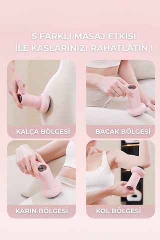 Fg-720 Shiatsu 5 Başlıklı Masaj Aleti,6 Hız Kademeli, Yağ Yakımını Destekleyen Tüm Vücut Masaj Siyah