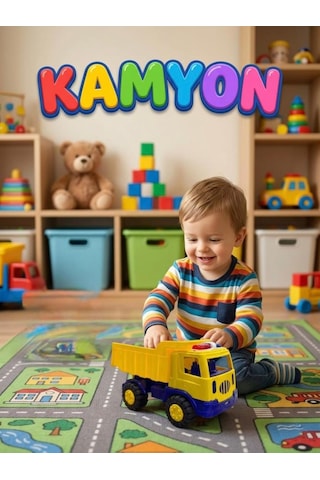 İttirmeli Damperli Kamyon 20 Cm Yükselebilen Kasalı İş Makinası Temalı Oyuncak Kamyon Çok Renkli
