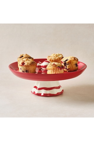 Karaca New Year Yılbaşı Candy Twist Kek Standı 25,4 Cm Kırmızı