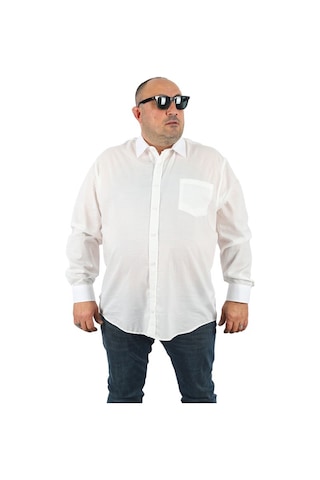Starbattal Büyük Beden Erkek Cepli Gömlek Cuadrado 23352 BEYAZ Beyaz