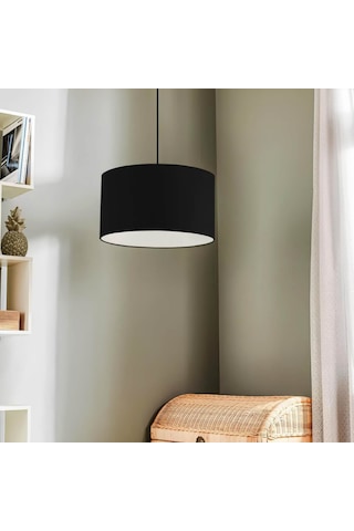 Dekoratif Mini Tekli Kumaş Sarkıt Hol Mutfak Çalışma Odası Avize Siyah