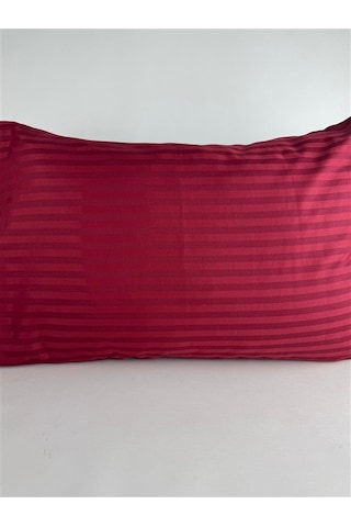 Çizgili Saten Bordo 2 Adet 50x70 Yastık Kılıfı Bordo
