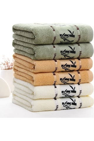 Xiyyadms Bambu Lifli Kalın Jacquard Havlu - Yetişkinler İçin 70x140cm, Yüksek Emici, Saç/spa Kullanıma Uygun, Süper Yumuşak, Vakum Paketli Süt Kremi