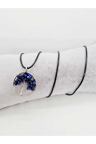 Sertifikalı Lapis Lazuli Taşı Hayat Ağacı Kolye Orijinal Doğal Taş Çok REnkli