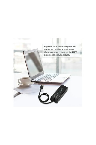 Gajeena Usb 3.0 4 Port Hub - 5gbps Hızlı Veri Transferi, Usb 2.0/1.1 Uyumlu, Taşınabilir, Plug & Play Bilgisayar Port Genişletici