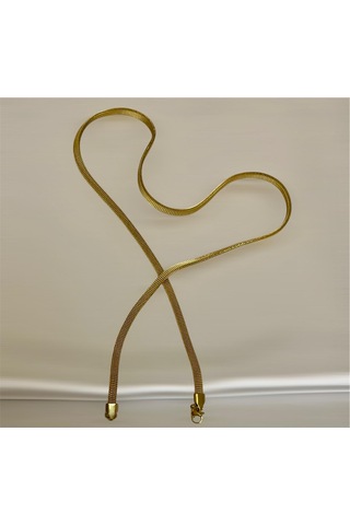 İtalyan Model Hasır Kordon Çelik Gold Unisex Kolye 60 Cm