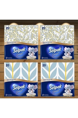 Selpak Desenli Peçete 20 Yaprak Peçete 4'lü Set