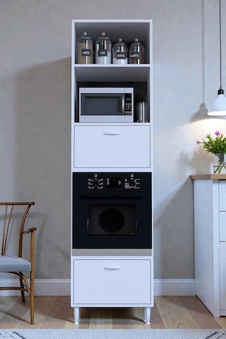 Eliusta Viramo Mikrodalga/ankastre Fırın Dolabı 2 Kapaklı Depolama Alanlı 60x217x56 Cm Modüler Dolap Beyaz