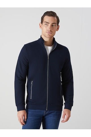 Lcwaıkıkı Classic Lacivert Dik Yaka Uzun Kollu Erkek Fermuarlı Sweatshirt