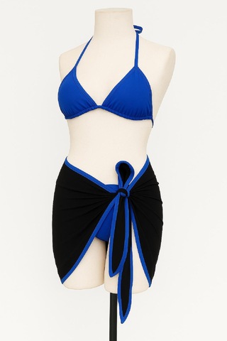 Modadua Kadın Mavi Pareolu Yandan Ve Boyundan Bağlamalı 3'lü Bikini Takımı