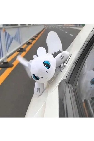 Besthome1 Otomobil Tavanı İçin 35 Cm Beyaz Uçan Ejderha Aksesuarı - Sevimli Tüylü Dekor Oyuncak