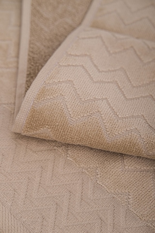 Ansaaj Kadife Jakarlı 4 Parça Bornoz Takımı Sütlü Kahve L