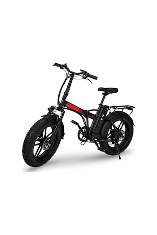 Bike - Elektrikli Katlanılabilir Bisiklet Düz Kadro Siyah - Kırmızı