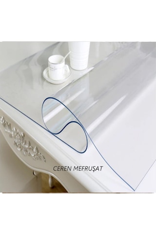 Ceren Muşamba Şeffaf 1.3 MM Kalın Pvc Kaymaz Masa Örtüsü Koruyucu
