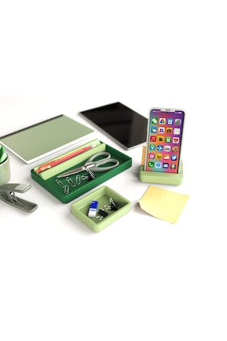 Tıdy Stack - Desk Organizer Modern Tasarımlı Çok Amaçlı Masaüstü Organizer Yeşil