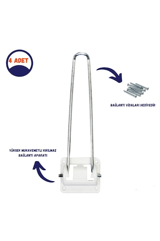 Katlanır Metal Yer Sofrası Masa Ayağı 4 Adet - 23 Cm Ayna Krom