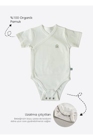 Kitikate Organik New Basic Uzayan Kruvaze Kısa Kol Body Ekru Ekru