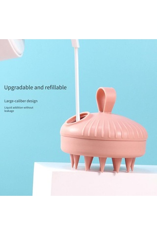 Hangfox Silikon Saç Derisi Masaj Ve Temizleme Fırçası - Şampuan Dolabilen Basma İle Sıvı Veren Saç Bakımı Aleti