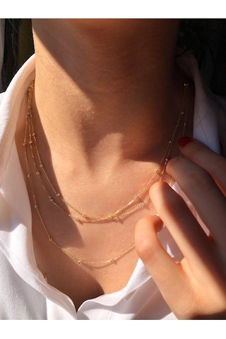 Ariş Üç Sıra Dorika Toplu Altın Kolye