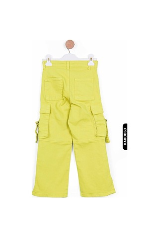 Xo Kids Yırtmaçlı Geniş Paçalı Kargo Cepli Kız Çocuk Pantolon 5-14 Yaş 2428 Yeşil