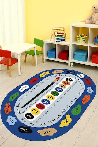 Sayılar Ve Renkler Eğitici Anaokulu Kreş Ve Çocuk Odası Oval Halı Mavi Sayılar Ve Renkler Eğitici Anaokulu Kreş Ve Çocuk Odası Oval Halı Mavi
