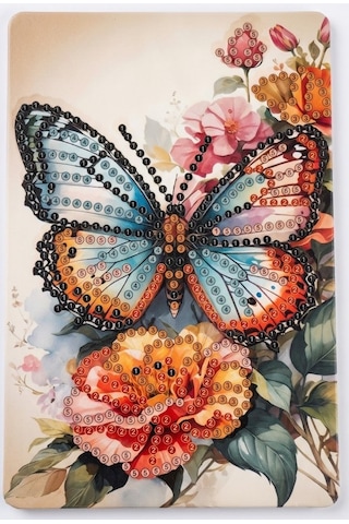 5d Elmas Taş İşleme Kiti Tablo 10x15 Cm Kelebek Desenli Diamond Painting