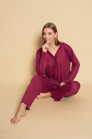 Yüksek Kalite Bambu İnterlok Kadın Pijama Takımı P5046 Bordo