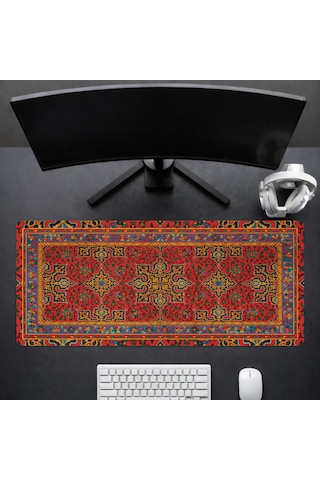 90x40 Cm Kilim Desenli Oyuncu Gaming Mouse Pad Kaymaz Kauçuk Taban Fare Altlığı Xxl Mousepad Anatolian Serisi 001