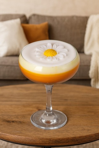 Papatyalı Mum Martini Bardağında Papatya