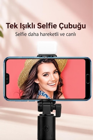 Tripod Çok Amaçlı Kumandalı Kablosuz Selfie Çubuğu Siyah