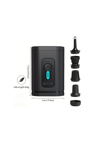 Boatshop1 Elektrikli Taşınabilir Mini Usb Hava Pompası 1 Adet 5 Hava Başlığı 1200mah Pil Kamp Bahçe Şişme Yatak
