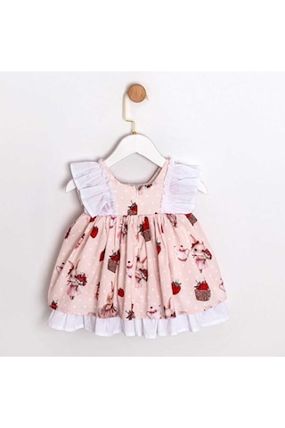 Sugar Plum Fırfır Kollu Kız Bebek Elbisesi Pembe