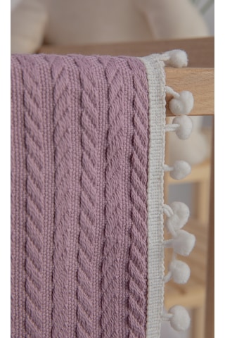 %100 Pamuk Cherry Bebek Battaniyesi Pamuklu Pike 100x120 - Lila