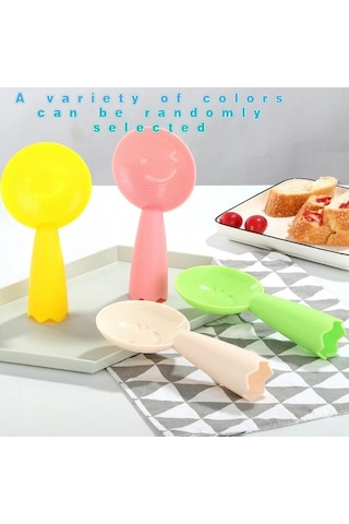 Yapışmaz Plastik Pirinç Kaşığı Sevimli Gülen Yüz Pirinç Spatulası Kepçe Pişirici Uzun Pişirme Pirinç Kaşığı Mutfak Gereci Sofra Takımı Aletleri Sarı