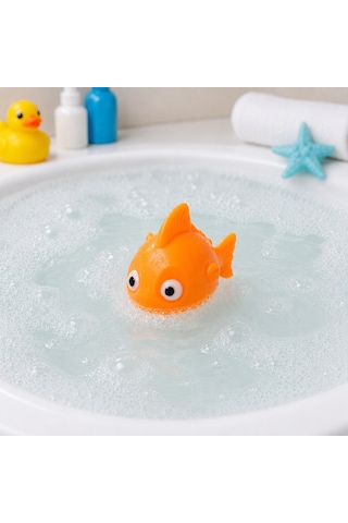 1 Adet Suda Yüzen Ses Çıkaran Renkli Minik Japon Balığı Banyo Oyuncağı Bebek Çocuk Banyo Ve Havuz Oyuncak