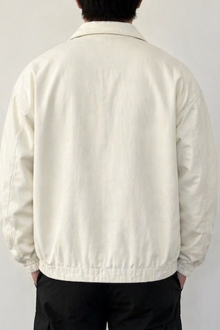 Tarz Cool Erkek Oversize Bomber Ceket Fermuarlı Basic Günlük Şık Mont Beyaz