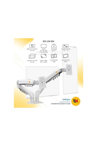 Ergonomik Monitör Standı, 17-32 İnç, 2-9 Kg Kapasite, Profesyonel Kullanım İçin Beyaz