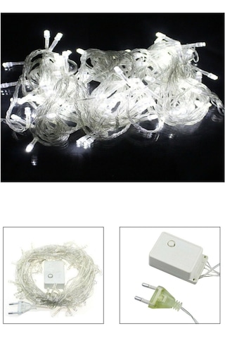 8 Fonksiyonlu 100 Ledli 10 M Fişli Led Dekor Lambası Beyaz Renk Dekoratif Yılbaşı Ağacı Işığı