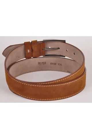 Trg Polo 4,5 Cm Taba Hakiki Nubuk Deri Kemer -0159 Taba