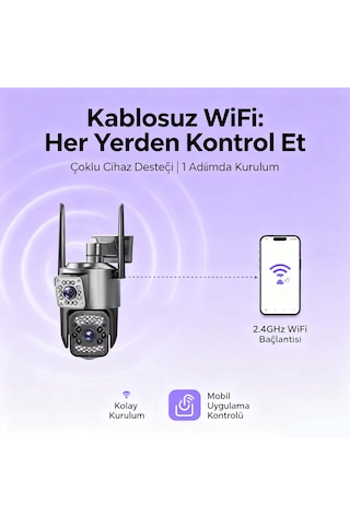 Ev İçi Ve Dışı Kullanım İçin Wifi Güvenlik Kamerası 4mp 360 Derece Tam Kapsama