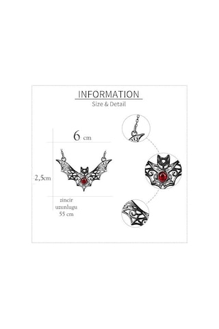 Dükkan Design Gotik Yarasa Kolye Antrasit