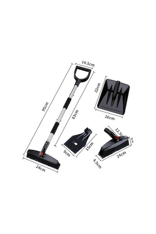 Wondernest Sones Siyah Seti Paslanmaz Kar Küreği Katlanır Fırça Çelik Araba Açılıp Qt Siyah