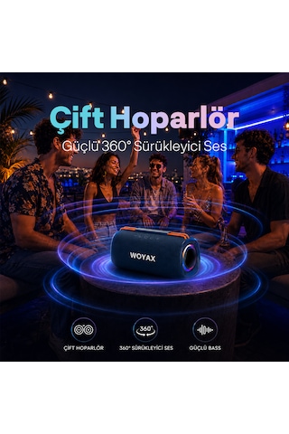 Woyax Taşınabilir Bluetooth Hoparlör, 30w Kablosuz Oval Speaker, Ses Bombası Usb, Tws, 30w Güçlü Ses Bass Büyük Küçük Boy