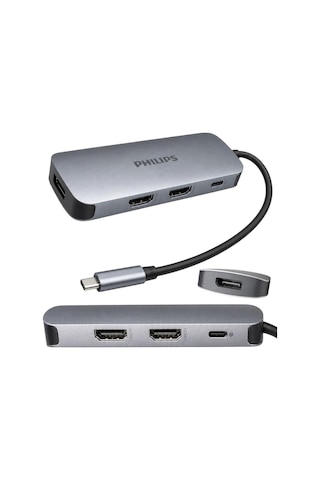 Phılıps Swr1602t/93 Type-c 7 İn 1 8k Dp + Dual 4k Hdmı 100w Pd Çok Fonksiyonlu Hub