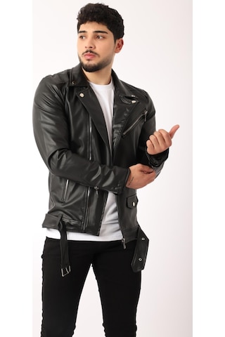 Stil Kombin Kuzey Beli Kemerli Suni Deri Ceket Bl 1261(553208203)