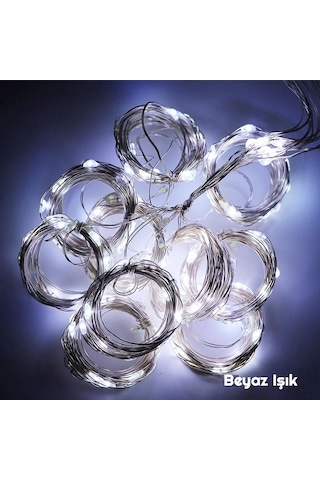 Exeo Usb Perde Peri Led Kumandali Dekoratif Su Geçirmez Beyaz