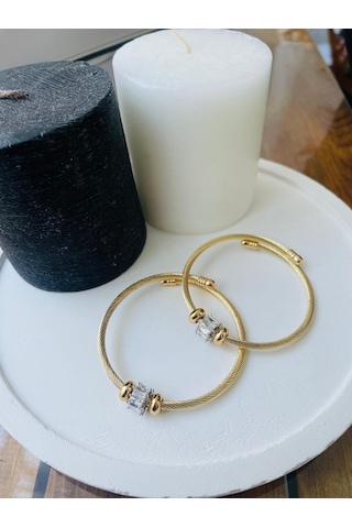 Mor Takı Taşlı Bileklik Altın - Gold