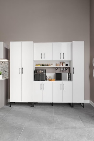 Plain Metal Ayak Metal Kulp Pla11225 Kahve Köşesi 11 Kapaklı Çok Amaçlı Dolap Erzak Dolabı Kiler Dolabı Saklama Dolabı Beyaz