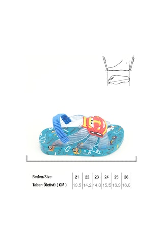 Gezer Yazlık Lastikli Islak Zemine Uygun Günlük Havuz Plaj Erkek Bebek Terlik-Sandalet - Mavi GT6YBE.15135.00.022.B71