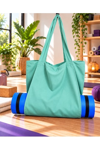 Mat Taşıma Çantası Yoga Fitness Silindir Antrenman Çantası - Çantalı Fermuarlı Mat Taşıma Çantası Su Yeşili
